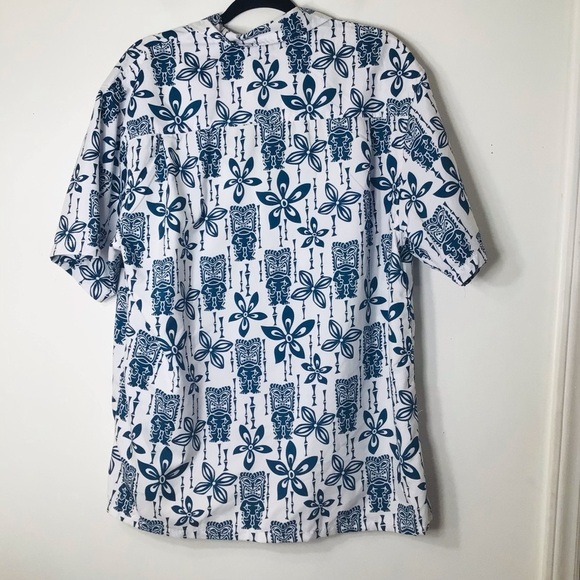 Uzzi men button up shirt large vacation blue white - Picture 8 of 10